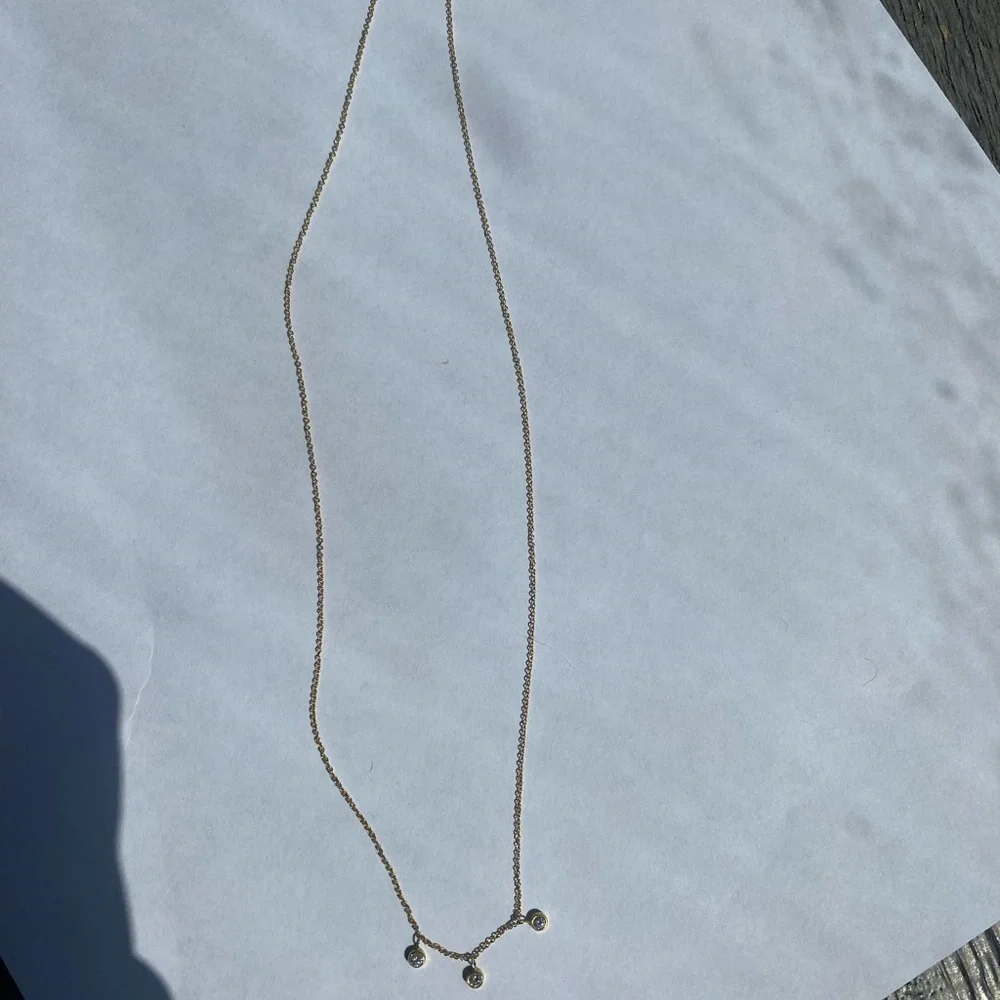 Jennifer Meyer Gold 3 Diamond Necklace - Picture 4 of 6